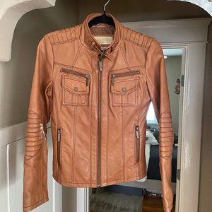 Michael Kors Tobacco Leather Moto Jacket XS